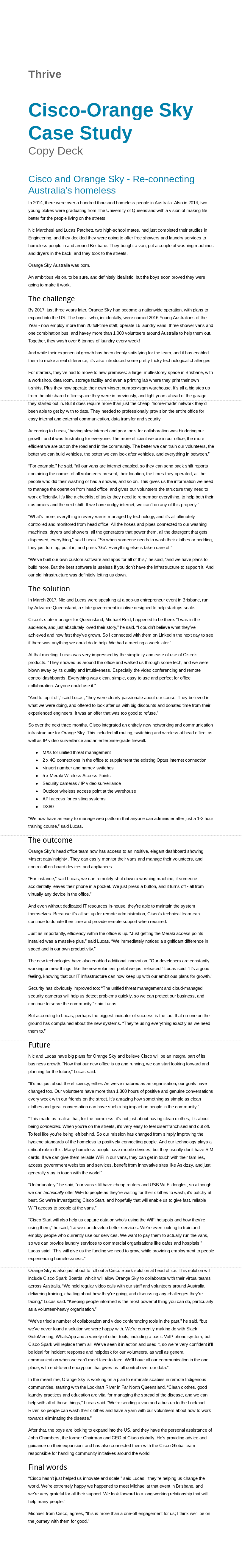 Cisco: Case study about a networking technology