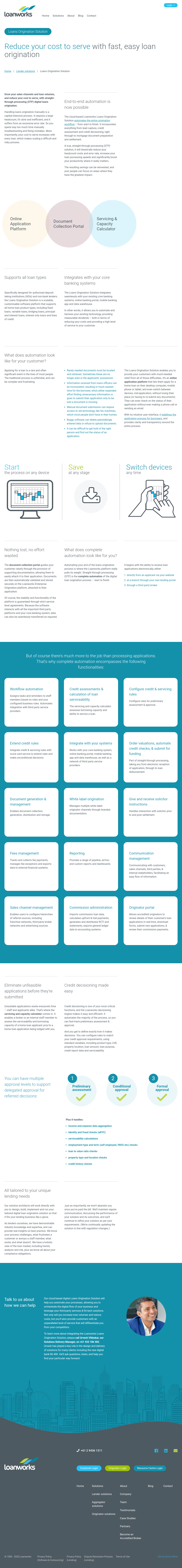 Loanworks: Key web page copy for finance software