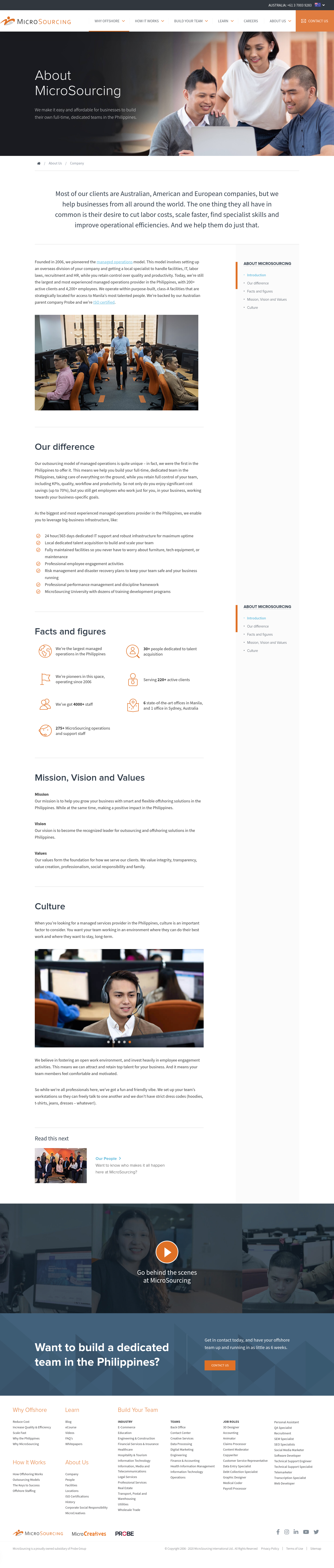 MicroSourcing: About page copy for outsourcing company